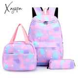 Vibrant Tie Dye Cartoon Pattern Backpack - Spacious School Bag With Insulated Lunch Box Pencil Case