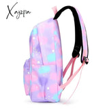 Vibrant Tie Dye Cartoon Pattern Backpack - Spacious School Bag With Insulated Lunch Box Pencil Case