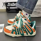 Vintage Breathable Mens Sneakers Orange Letters  Trainers Platform Fashion Casual Shoes Women Running Outdoor Designer Footwear