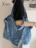 Vintage Denim Large Shopper Bag Blue / One Size Bags