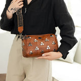 Vintage Rivet Leather Women Handbag And Purse Fashion Boston Pillow Crossbody Bag Large Capacity