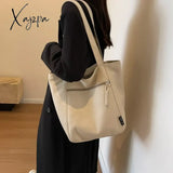 Winter Solid Vintage Canvas Shoulder Bag Fashion Leisure Art Student Handbag Large Capacity