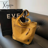 Winter Solid Vintage Canvas Shoulder Bag Fashion Leisure Art Student Handbag Large Capacity Commuter Women Tote Bag