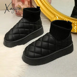 Winter Women’s Velvet Thickening New Fashion Short-Tube Slip-On Warm Bread Cotton Shoes Boots