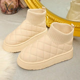 Winter Women’s Velvet Thickening New Fashion Short-Tube Slip-On Warm Bread Cotton Shoes Boots