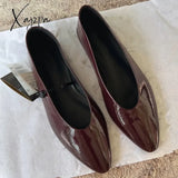 Withered French Fashion Elegant Texture Leather Flat Shoes Vintage Pointy Ballet Shoes Women's Slip-On Loafers Shoes