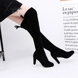 Women Boot Faux Suede Over The Knee Boots Lace Up Sexy High Heels Shoes Woman Female Slim Thigh Botas 35-43  Thigh High Boots