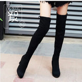 Women Boot Faux Suede Over The Knee Boots Lace Up Sexy High Heels Shoes Woman Female Slim Thigh