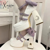 Women Shoes High Heels Pumps 2024 Spring Punk Thick Heel Mary Jane Lolita Woman Patent Leather