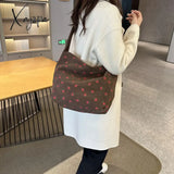 Women Strawberry Printed Shoulder Bag With Ruched Strap Pattern Satchel Corduroy Ladies Shopping