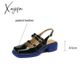 Women Summer Sandals Patent Leather Roman Casual Buckle Strap Shoes Gladiator Chunky Heel Sandalias