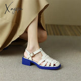 Women Summer Sandals Patent Leather Roman Casual Buckle Strap Shoes Gladiator Chunky Heel Sandalias