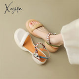 Women Summer Sandals Roman Casual Buckle Strap Shoes For Chunky Heel Mixed Color Zapatos Mujer