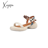 Women Summer Sandals Roman Casual Buckle Strap Shoes For Chunky Heel Mixed Color Zapatos Mujer