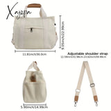 Women’s Casual Canvas Crossbody Tote Bag With Multiple Pockets Adjustable Shoulder Strap