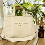 Women’s Casual Canvas Crossbody Tote Bag With Multiple Pockets Adjustable Shoulder Strap