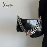 Women’s Chain Underarm Shoulder Bag Glossy Patent Leather Hot Girls Small Square Messenger Bags