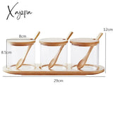 Xajzpa - 1/3Pcs Set Glasses Storage Jar Candy Cookies Tea Coffee Beans Organizer Bottle Wood Lid