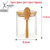 Xajzpa - 1/3Pcs Set Glasses Storage Jar Candy Cookies Tea Coffee Beans Organizer Bottle Wood Lid