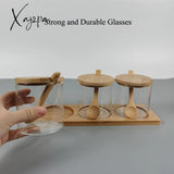 Xajzpa - 1/3Pcs Set Glasses Storage Jar Candy Cookies Tea Coffee Beans Organizer Bottle Wood Lid