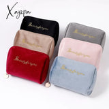 Xajzpa - 1 Pc Women Zipper Velvet Make Up Bag Travel Large Cosmetic For Makeup Solid Color Female