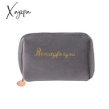 Xajzpa - 1 Pc Women Zipper Velvet Make Up Bag Travel Large Cosmetic For Makeup Solid Color Female