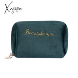 Xajzpa - 1 Pc Women Zipper Velvet Make Up Bag Travel Large Cosmetic For Makeup Solid Color Female