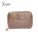 Xajzpa - 1 Pc Women Zipper Velvet Make Up Bag Travel Large Cosmetic For Makeup Solid Color Female