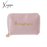 Xajzpa - 1 Pc Women Zipper Velvet Make Up Bag Travel Large Cosmetic For Makeup Solid Color Female