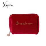 Xajzpa - 1 Pc Women Zipper Velvet Make Up Bag Travel Large Cosmetic For Makeup Solid Color Female