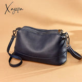 Xajzpa - 100% Genuine Leather Handbags Women Bags Designer Soft Cowhide Ladies Crossbody Bag