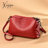 Xajzpa - 100% Genuine Leather Handbags Women Bags Designer Soft Cowhide Ladies Crossbody Bag