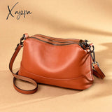 Xajzpa - 100% Genuine Leather Handbags Women Bags Designer Soft Cowhide Ladies Crossbody Bag