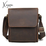 Xajzpa - 100% Genuine Leather Men Shoulder Bags Husband Retro Crazy Horse Male Messenger Crossbody