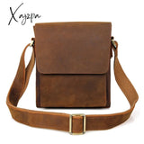 Xajzpa - 100% Genuine Leather Men Shoulder Bags Husband Retro Crazy Horse Male Messenger Crossbody