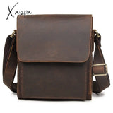 Xajzpa - 100% Genuine Leather Men Shoulder Bags Husband Retro Crazy Horse Male Messenger Crossbody