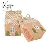 Xajzpa - 10Pcs Christmas House Shape Candy Bags Gift Box Cookie Packaging Boxes Tree Pendant Party