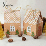 Xajzpa - 10Pcs Christmas House Shape Candy Bags Gift Box Cookie Packaging Boxes Tree Pendant Party