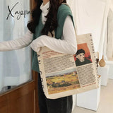 Xajzpa - 1Pc Women Canvas Shoulder Bag Alice In Wonderland Shopping Bags Students Book Cotton Cloth