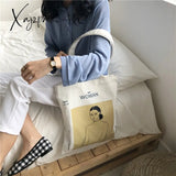 Xajzpa - 1Pc Women Canvas Shoulder Bag Alice In Wonderland Shopping Bags Students Book Cotton Cloth