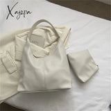 Xajzpa - 2 Sets Large Casual Totes Bag Soft Pu Leahter Shoulder Side Bags For Women Fashion Laides