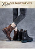 Xajzpa - 2023 Autumn Winter Warm Ankle Boots For Women Luxury Genuine Cow Leather Square Heel