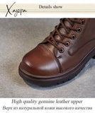 Xajzpa - 2023 Autumn Winter Warm Ankle Boots For Women Luxury Genuine Cow Leather Square Heel