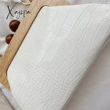 Xajzpa - 2023 Fashion Women Bag With Chain Wood Crossbody Summer Beach Shell Stone Pattern Pu