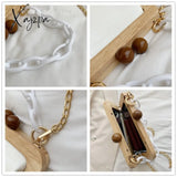 Xajzpa - 2023 Fashion Women Bag With Chain Wood Crossbody Summer Beach Shell Stone Pattern Pu