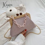 Xajzpa - 2023 Fashion Women Bag With Chain Wood Crossbody Summer Beach Shell Stone Pattern Pu