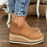 Xajzpa - 2023 Fashion Women Short Boots Round Toe High Top Platform Wedges Retro Booties Soft