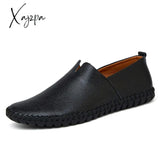 Xajzpa 2023 Genuine Cow Leather Mens Loafers Fashion Handmade Moccasins Soft Leather Blue Slip On