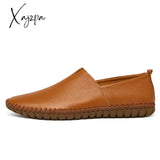 Xajzpa 2023 Genuine Cow Leather Mens Loafers Fashion Handmade Moccasins Soft Leather Blue Slip On