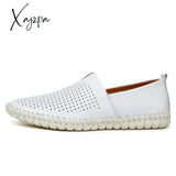 Xajzpa 2023 Genuine Cow Leather Mens Loafers Fashion Handmade Moccasins Soft Leather Blue Slip On